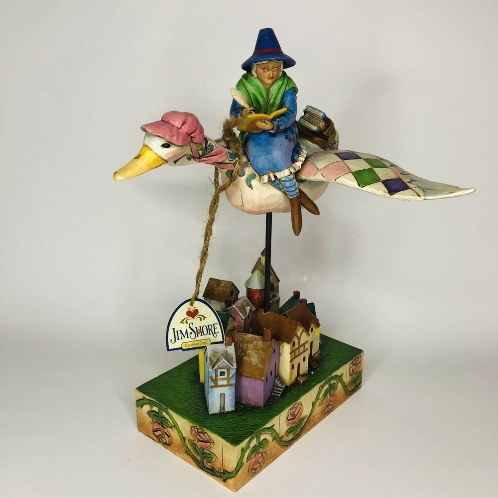 Jim Shore Rhyme Time Mother Goose Reading Book Riding On Flying Goose